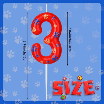Number 3 Dog Paw Birthday Candle Cake Topper for Party Decor3