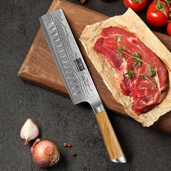 Damascus Nakiri Knife 6.5", Sharp Kitchen Knife for Vegetables7