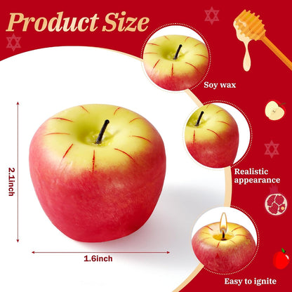 12Pcs Rosh Hashanah Apple-Shaped Candle Decoration Gifts Sets2