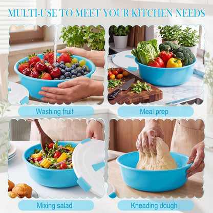 2.6 Gallon Extra Large Mixing Bowl with Lid 11 Quart,Blue7