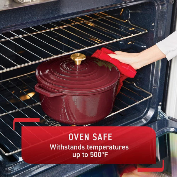 Cast Iron Enameled Dutch Oven 6 Quart Induction Oven Broiler Safe 500F Pots and Pans, Cookware Red8