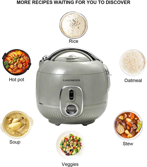 Durable Rice Cooker Small 3-Cup (Uncooked)/6-Cup (Cooked) for 1-3 People, Non-Stick Mini Rice Cooker, Perfect for White/Brown Rice, Porridge, Soup, and Hot Pot, Auto Keep Warm 12 Hours(Sage Green)2