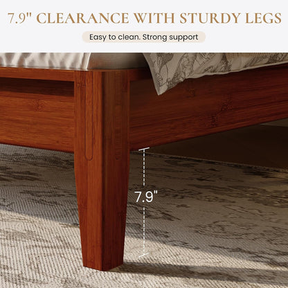 Full Size Bamboo Bed Frame, Japanese Joinery, Warm Brown4