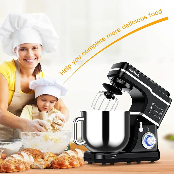 Powerful 10-Speed Stand Mixer – 7.5QT 660W Tilt-Head Electric Kitchen Mixer – Stainless Steel Bowl, Dough Hook, Whisk, Beater, Splash Guard – Ideal for Bread & Cake Baking – Household6