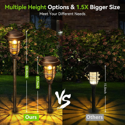 Solar Outdoor Lights, 8 Pack Bright Solar Pathway Lights Outdoor Waterproof, up to 12 Hrs Auto On/Off Solar Garden Lights Outdoor Solar Lights for Yard Patio Walkway Driveway Pathway - Bronze5