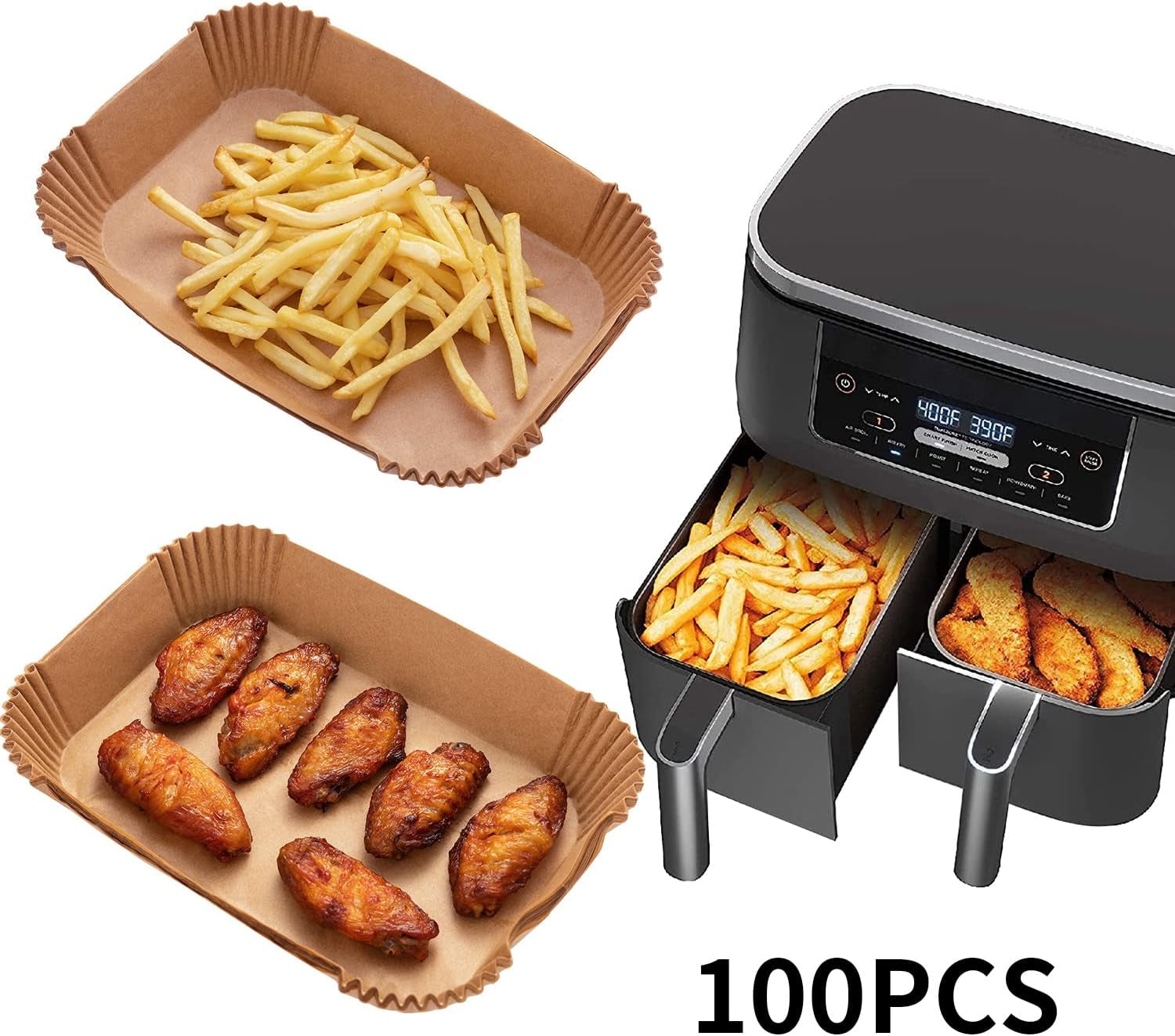 air-fryer-disposable-paper-liner-100pcs-food-grade-parchment-liners-for-ninja-dz201-air-fryer-accessories-baking-paper-9-6-thicken-natural