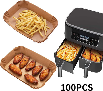 Air Fryer Disposable Paper Liner, 100PCS Food Grade Parchment Liners for Ninja DZ201, Air Fryer Accessories Baking Paper (9 * 6,Thicken Natural)5