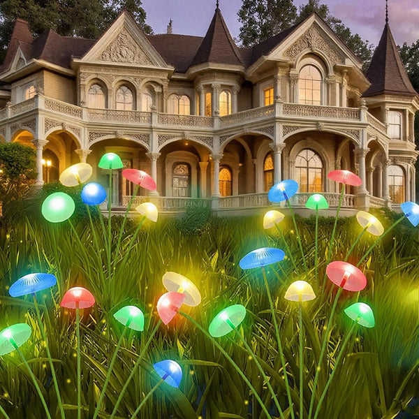 Solar Mushroom Light Outdoor Waterproof,Garden Patio Decorative 4 Colour Lights for Patio Lawn,Landscape Lighting Large Bulbs,Starlight Windswept Lights,Great Gift for Women for Gardening,2 Packs9
