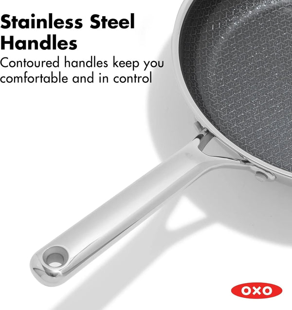 OXO Hybrid 12” Nonstick Wok with Glass Lid, Pfas-Free Ceramic Stir-Fry Pan, Induction & All Cooktop Compatible, Dishwasher Safe, Fusion Boost Tech for Powerful Searing, Mirror Polished Tri-Ply9