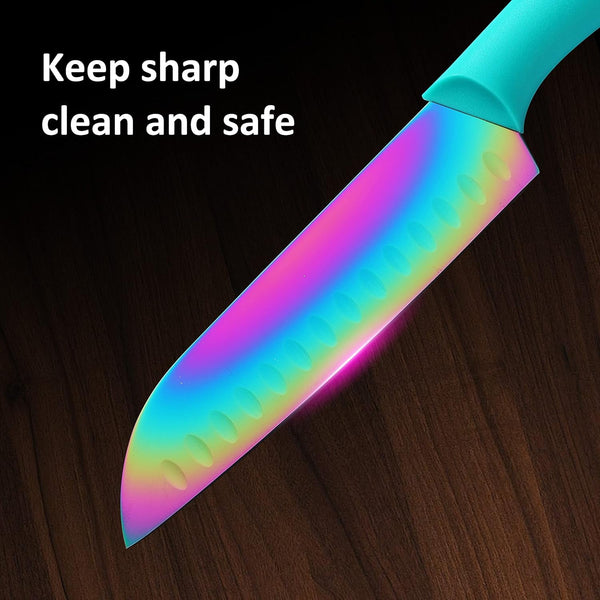 Kitchen Knife Set 12PC Rainbow Steel Knife Set W Cover9
