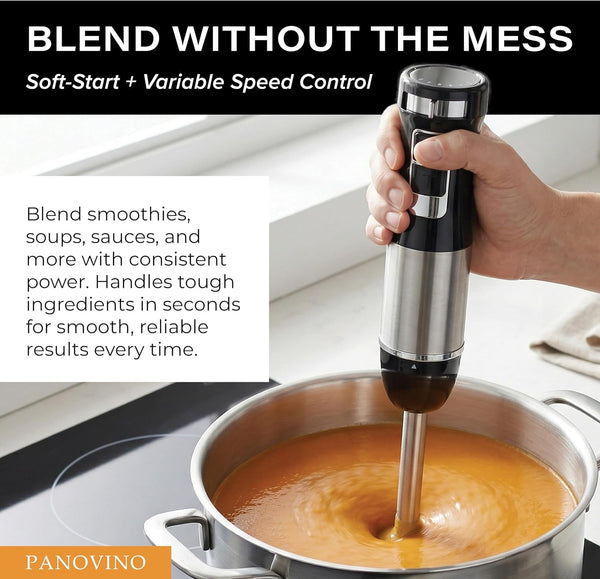 Handheld Immersion Blender, Stick & Hand Blender, 7-Speed, Black | Reinforced Metal Gear, Won'T Strip like Plastic; Whisk, Chopper & Beaker for Soups, Sauces, Smoothies & Baby Food3