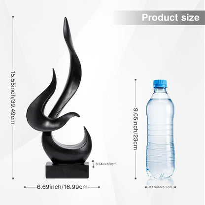 Black Fire Flame Sculpture, Art Modern Abstract Statue, Shelf Accents Decor | Modern Home Resin Sculptures Decorative Objects,Table Top Decor for Livingroom Home Decor,Office Shelf Sculpture2