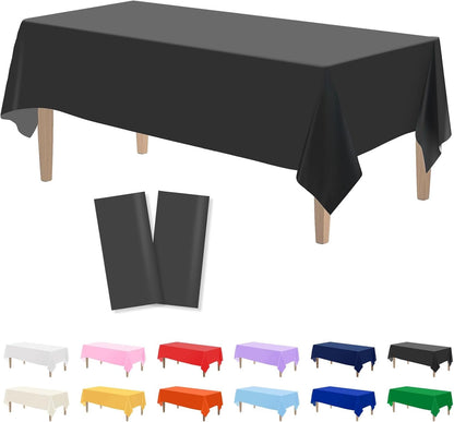 2 Pack Black Plastic Tablecloths Disposable 54 X 108 Inch | Rectangle Table Cloths, Party Table Covers for Birthday, Graduation, Back to School, Halloween Decorations1