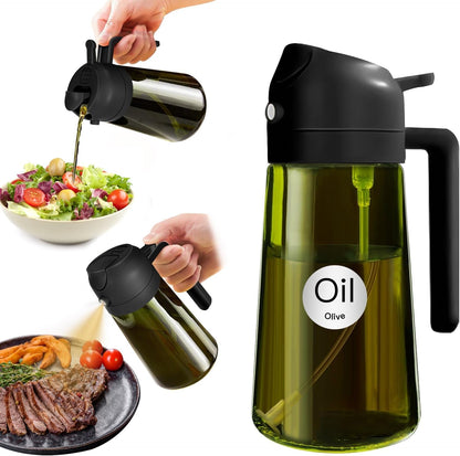 16 Oz Dark Glass Olive Oil Sprayer & Dispenser, 2-In-1, Black | Light-Blocking Dark Green Glass, Food-Grade Spray and Pour Bottle for Cooking, Air Fryer, Salad and BBQ1