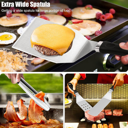 27Pcs Griddle Accessories Kit for Blackstone, Professional Hibachi Flat Top Grill Tools, Enlarged Spatula Gift Set with Basting Cover，Burger Press Patty Maker for Outdoor BBQ Teppanyaki5