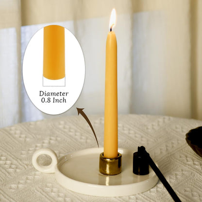 24 Pack Beeswax Taper Candles in Bulk 8 Inch Tall - All Natural -Yellow4