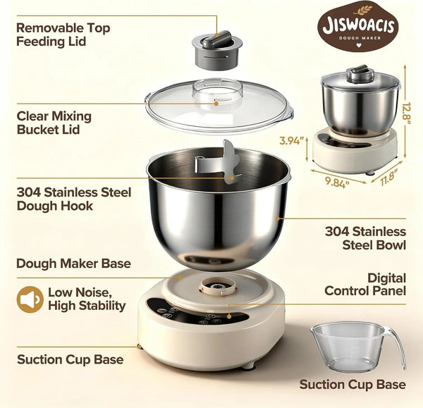 Dough Mixer, 7.4QT Electric Dough Maker with Ferment Function, Dough Mixer Machine for Pizza & Bread Dough, 304 Stainless Steel Bowl, Removeable Lid, Face-Up Touch Panel5