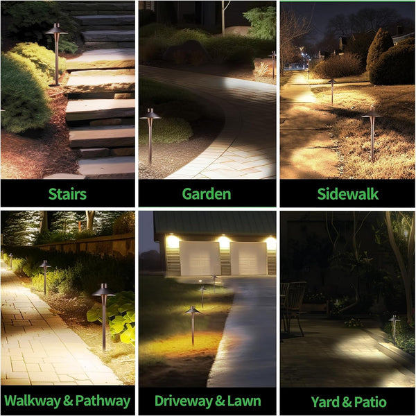 Low Voltage Pathway Lights 12V, 3CCT LED Landscape Path Lights, Outdoor Waterproof Wired 5W 150LM, ORB Aluminum Garden Yard 12 Pack5