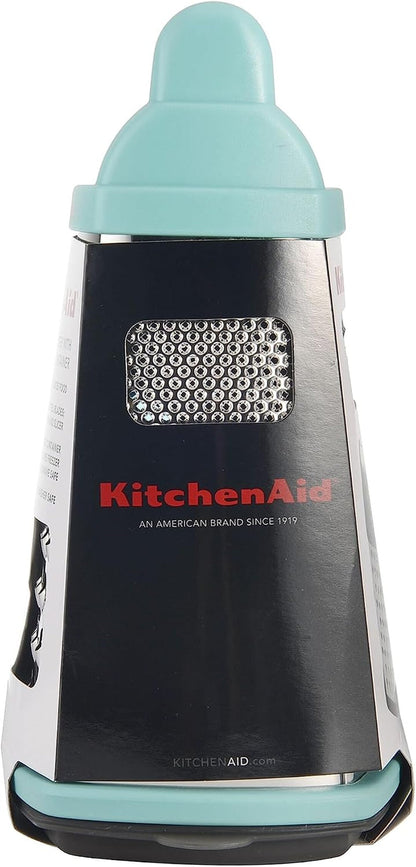 Kitchenaid Gourmet 4-Sided Stainless Steel Box Grater for Fine, Medium and Coarse Grate, and Slicing, Detachable 3 Cup Storage Container and Measurment Markings, Dishwasher Safe, 10 Inches Tall, Aqua6