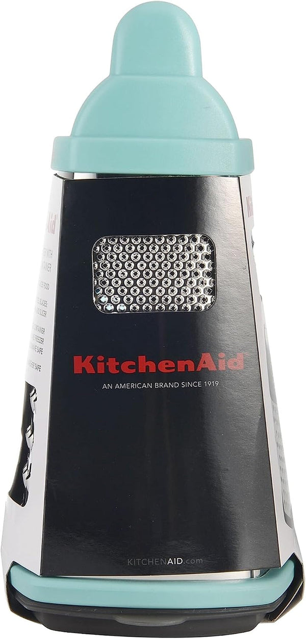Kitchenaid Gourmet 4-Sided Stainless Steel Box Grater for Fine, Medium and Coarse Grate, and Slicing, Detachable 3 Cup Storage Container and Measurment Markings, Dishwasher Safe, 10 Inches Tall, Aqua6