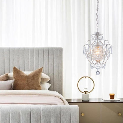 Modern Mini Crystal Chandelier, White Retro Ceiling Mount Light Fixture7