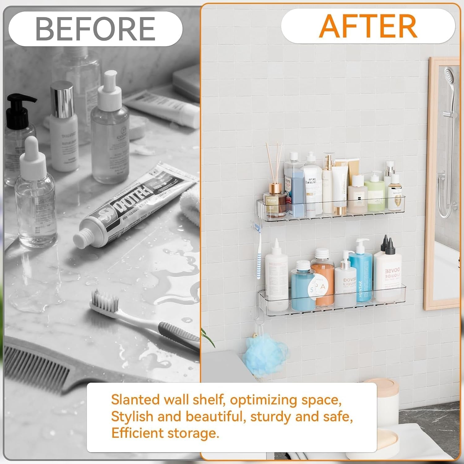 2-pack-clear-in-shower-organizers-adhesive-shower-caddy-no-rust-acrylic-shower-shelves-storage-rack-plastic-bathroom-shelves-bathtub-storage-organizer-shampoo-conditioner-holder-for-washroom