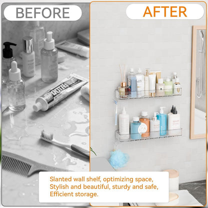 2 Pack Clear in Shower Organizers,Adhesive Shower Caddy,No Rust Acrylic Shower Shelves & Storage Rack,Plastic Bathroom Shelves,Bathtub Storage Organizer,Shampoo,Conditioner Holder for Washroom5