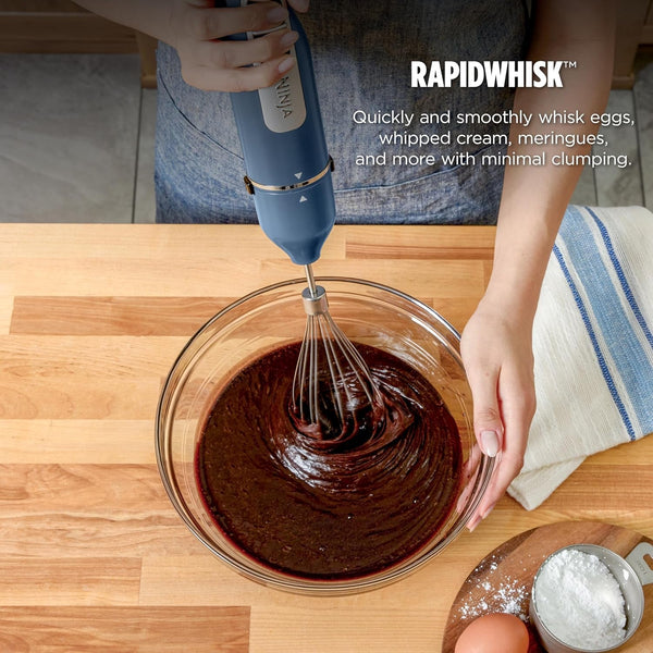 Ninja Immersion Blender & Whisk, 4 Speeds, 4Oz Cup, Deep Navy, CI201ND | Splattershield & Panprotect for Mess-Free Blending. 4 Speeds, 4-Cup Blending Vessel, Dishwasher Safe, 5-Ft Cord.5