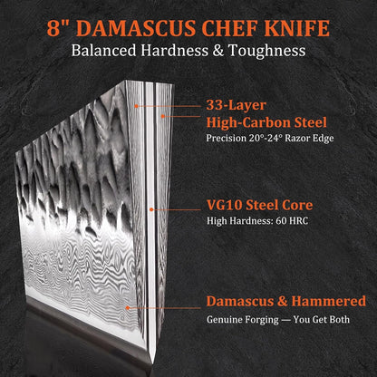 8" Japanese Damascus Chef Knife – VG10 Steel, 67 Layers5