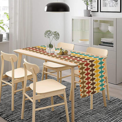 Mid Century Table Runner,Retro 50S 60S Abstract Geometric Kitchen Dining Décor Farmhouse Style Table Décor for Coffee Table Dining Room Table Bedroom Party 13 X 36 Inch3