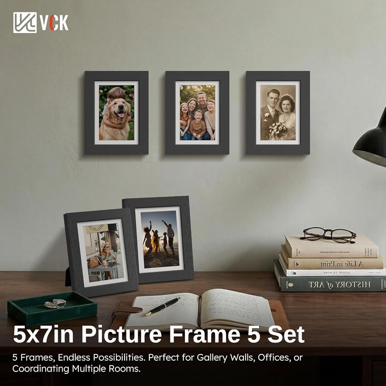 5x7-picture-frames-5-pack-black-wood-4x6-mat-glass-for-photo-print
