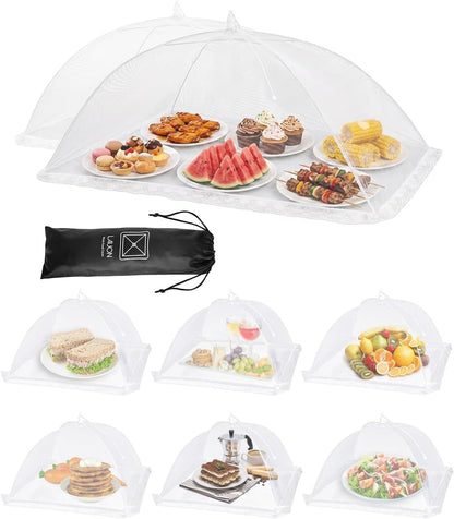 Food Covers for outside - 2 Extra Large (40 X 25 In) & 6 Large (17 X 17 In) Pop-Up Umbrella Screen Tents- Breathable Outdoor Mesh Food Covers & Picnic Essentials - Collapsible Mesh Food Tent1