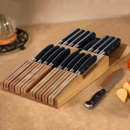 Bamboo In-Drawer Knife Block Set for 16 Knives(Not Included)3