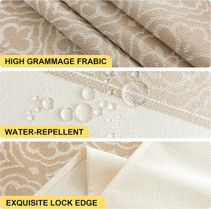 Nordic Beige Rectangular Tablecloth, Premium Drape3