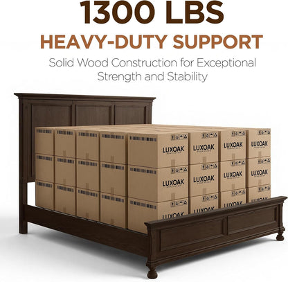 Solid Wood King Bed Frame, Traditional Wooden Platform Bed8
