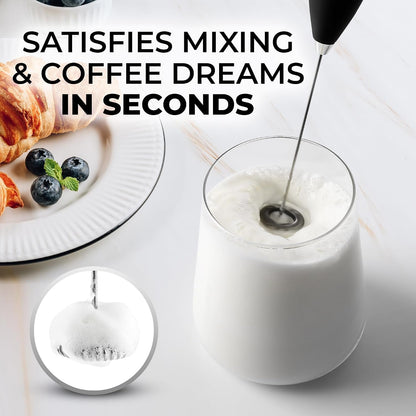 Milk Frother Handheld Electric Whisk – Frother Wand, Durable Drink Mixer, Coffee Frother, Hand Blender, Frother for Protein Powder, Matcha & More - Black2