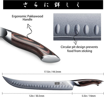 Carving Slicing Knife, 12 Inch Razor Sharp Japanese Brisket Knife4