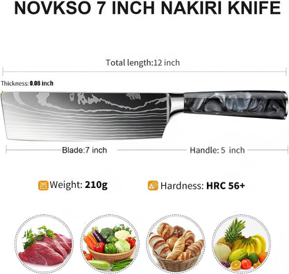 Black 7 Inch Nakiri Knife, Ultra Sharp Vegetable Chopping Cleaver2