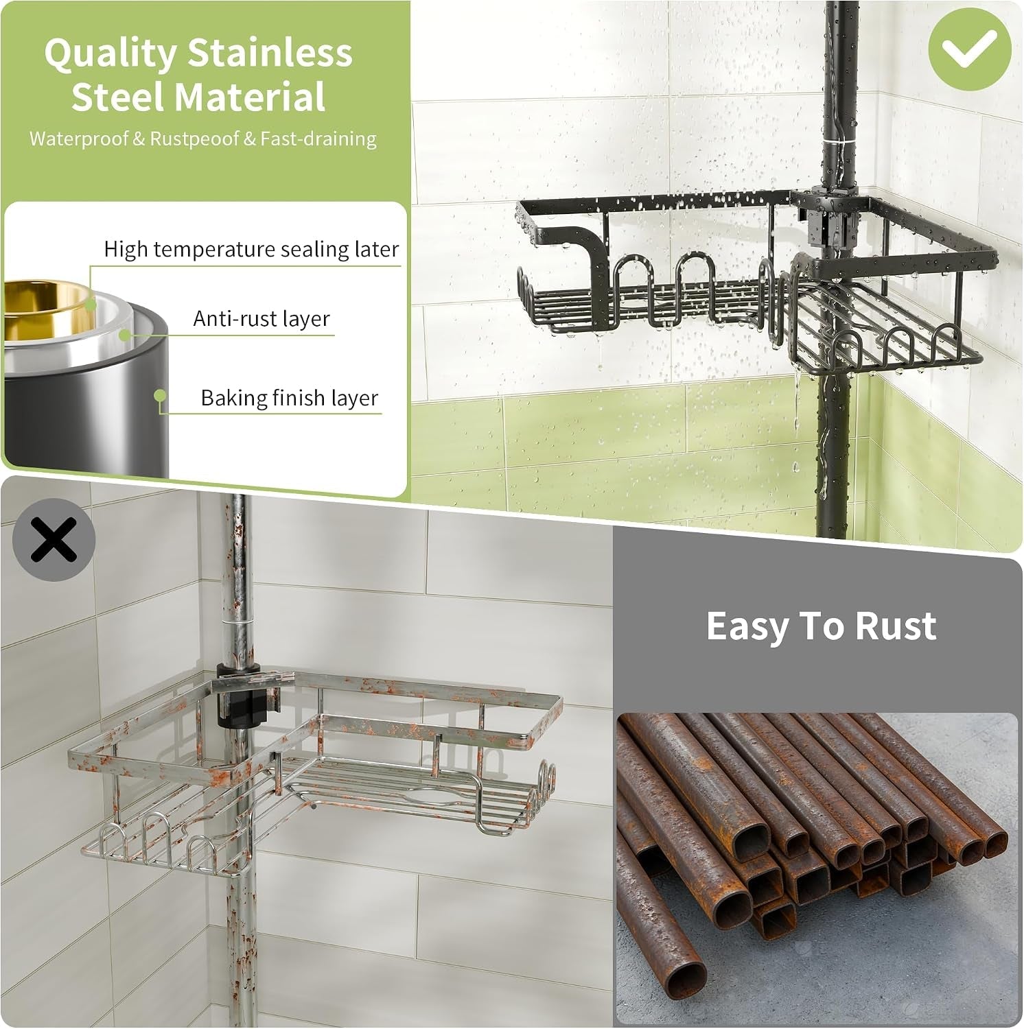 corner-shower-caddy-tension-pole-adjustable-30-6-127-2-inch-4-tier-rustproof-shower-organizer-shelf-rack-no-drill-installation-bathroom-storage-shower-caddy-corner-pole-black