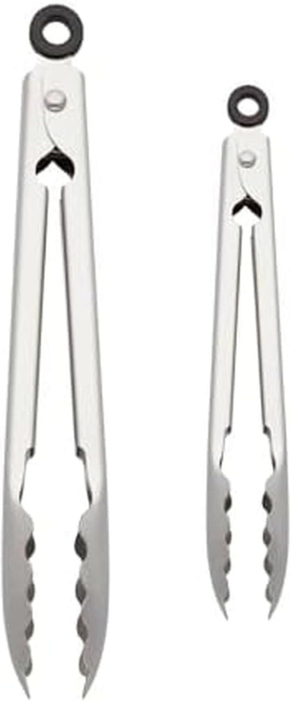 Kitchenaid Set of 2 Stainless Steel Tongs with Scalloped Edges Easy Lock Dishwasher Safe Durable and Versatile 7 Inch and 9 Inch Silver1