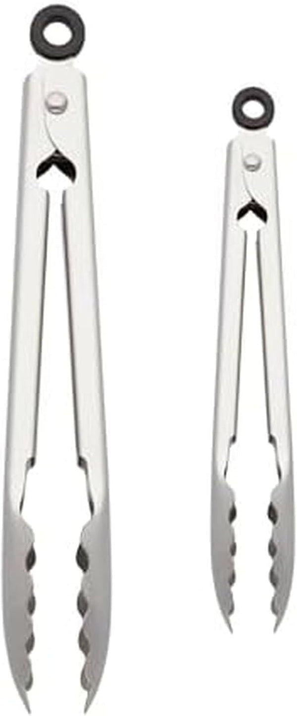 Kitchenaid Set of 2 Stainless Steel Tongs with Scalloped Edges Easy Lock Dishwasher Safe Durable and Versatile 7 Inch and 9 Inch Silver1