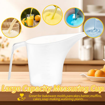 4 Pack Measuring Funnel Pitcher,Plasticmeasuring Cup with Long Spout,Large for Bakeware,Pancake,Batter,Muffin,Cakes,Soap Making,Watering Plants(1000Ml)4