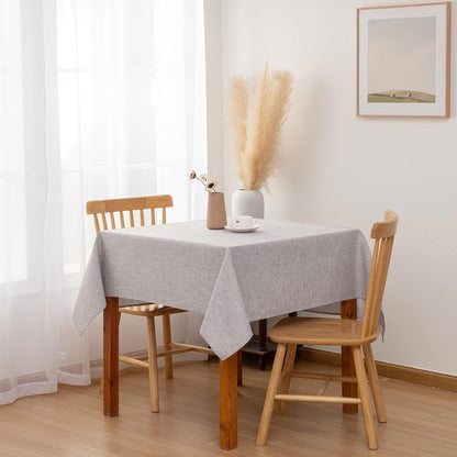 Faux Linen Square Tablecloth 70 X 70 Inch for Dining Room, Stone3