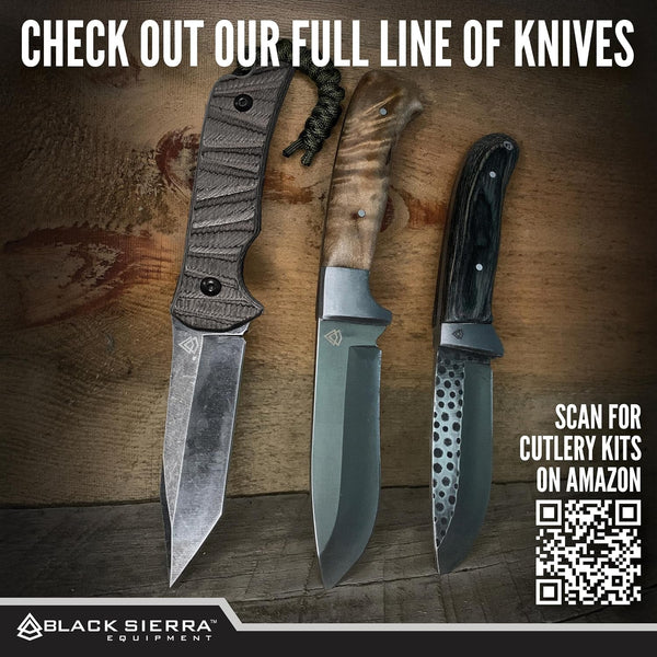 Black Sierra Skinner Cleaver Knife-Building-Kit, Fixed Stainless Steel Blade with Leather Sheath, Hobbyist Chef Cutlery, Carbon Steel Cutlery Meat Cutting Blade, DIY Knife Making Supplies9