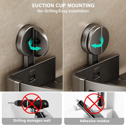 Corner Shower Caddy Suction Cup, 2 Pack Shower Shelves No Drilling, Showers Organizer Storage with Towel Bar & Removable Hooks, Bathroom Shower Shelf Rack for inside Showers4