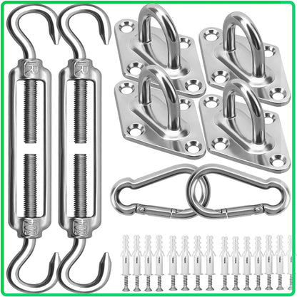 Sun Shade Sail Hardware Kit - 6 Inch 304 Stainless Steel Sunshades Canopy Installation Kit for Install Rectangle & Triangle Shade Sails Deck Garden Lawn Patio Outdoor Metal Sail Shade Hardware Kit1