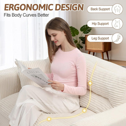 Convertible Sofa Bed, Pull Out Boneless Couch Loveseat Floor Sofa Bed with Pillows, 2-Seater Folding Sofa Loveseat Boneless Couch for Living Room, Bedroom, Apartment, Office (Beige)6