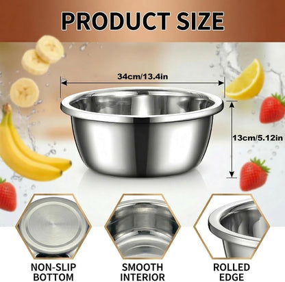 3 Pcs 8.24 Quart Stainless Steel Mixing Bowls, Large Oversized Metal Bowls2