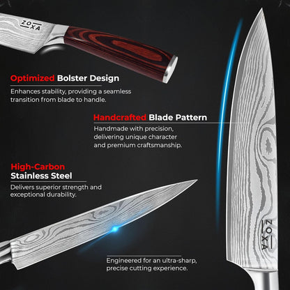 Kitchen Knife Set with Block, 17-Piece Stainless Steel Knife Set, Kitchen Knives Including Chef Knife, Steak Knives, Honing Rod and Kitchen Scissors, Knife Block Set9
