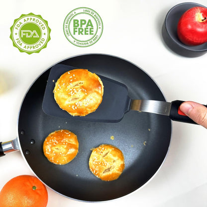 4Pcs Spatula Silicone Heat Resistant Flexible Rubber Silicone Spatulas for Nonstick Cookware, Burger Pancake Spatula Turner Large Spatulas Set for Cooking Kitchen Utensils Set Black5